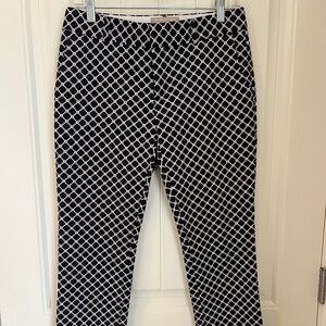 Banana Republic Hampton Fit Dark Navy and White Pattern Cropped Pants- Size 2